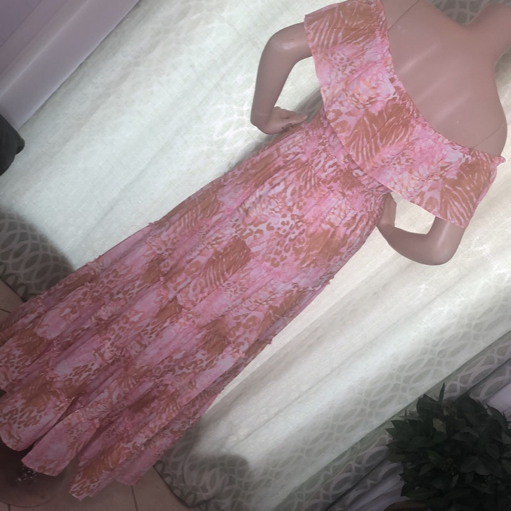 WOMEN'S OFF SHOULDER RUFFLE MAXI DRESS - Picture 12 of 13